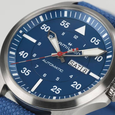 HAMILTON KHAKI AVIATION PILOT DAY DATE  AIR-GLACIERS EDITION