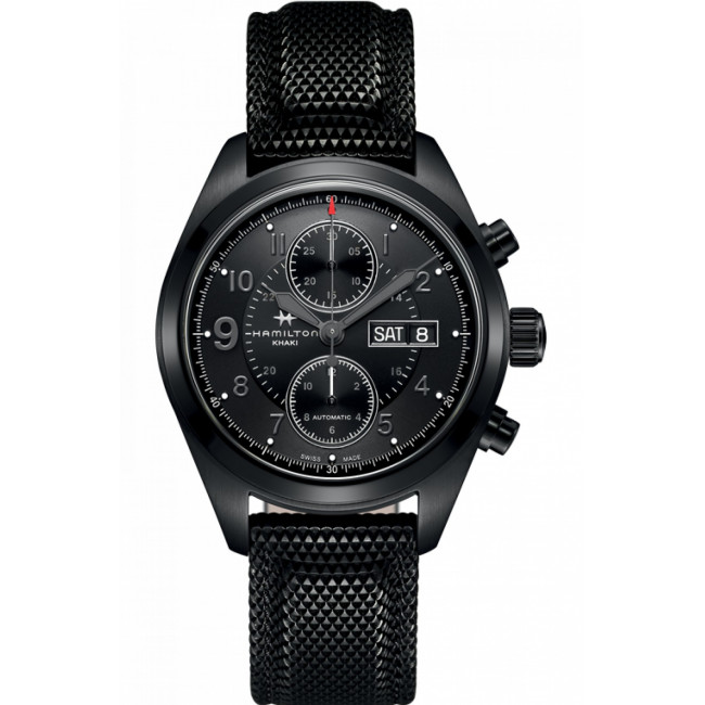 HAMILTON KHAKI FIELD AUTO CHRONO PVD NERO