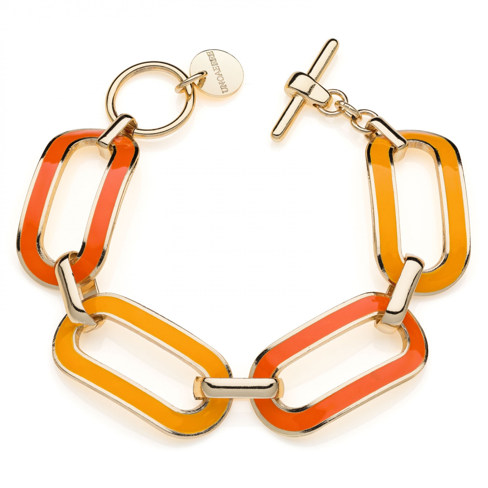 UNOAERRE Bracciale dorato con smalto arancio