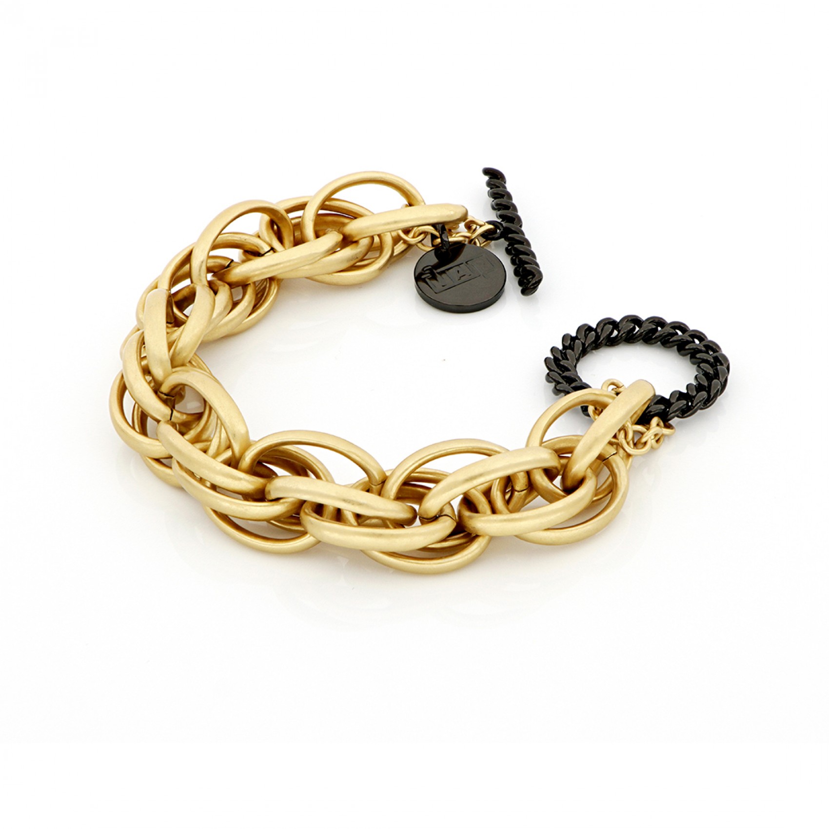 UNOAERRE Bracciale in bronzo dorato e nero