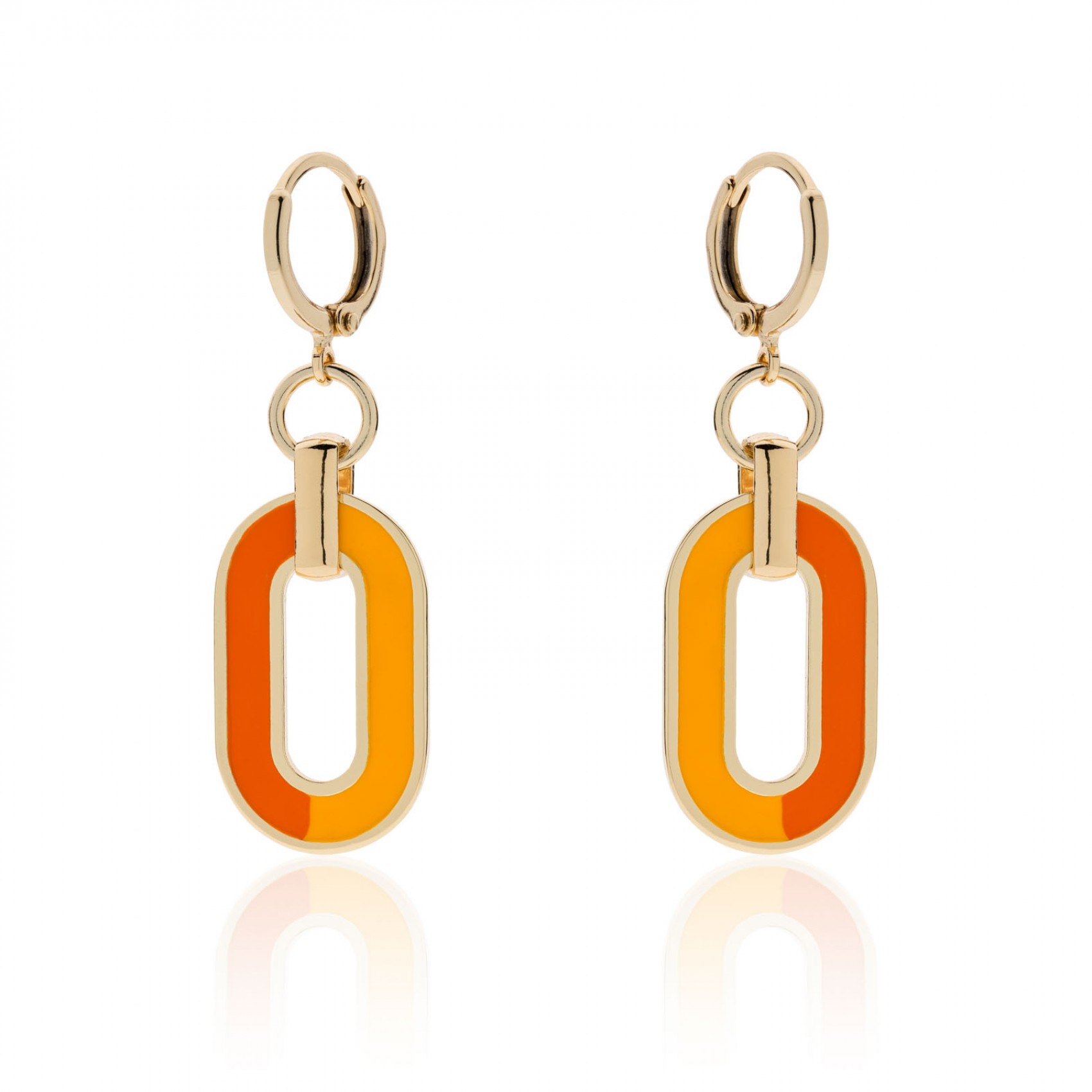 UNOAERRE Orecchini in bronzo dorato con smalto arancio